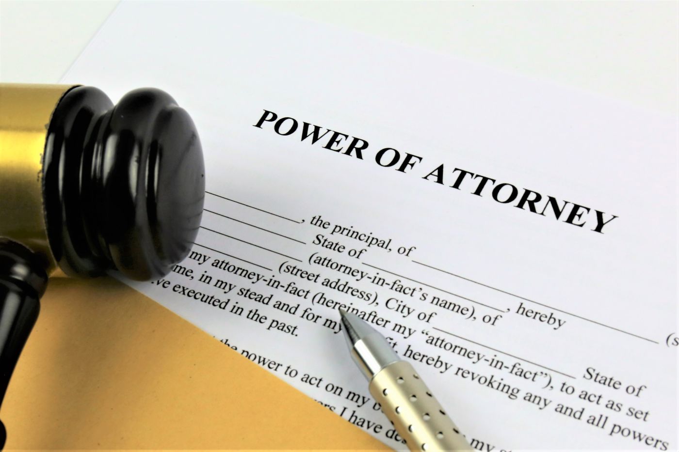 Power of Attorney file with gavel