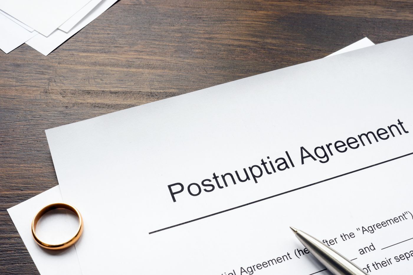 Postnuptial Agreement paper on table