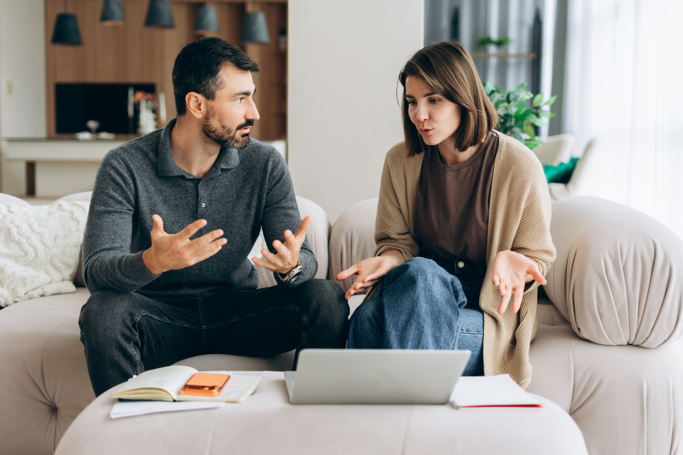 Couple discussing at home