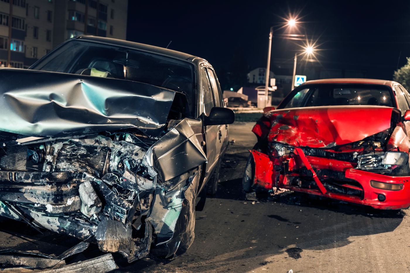 Crashed cars after accident