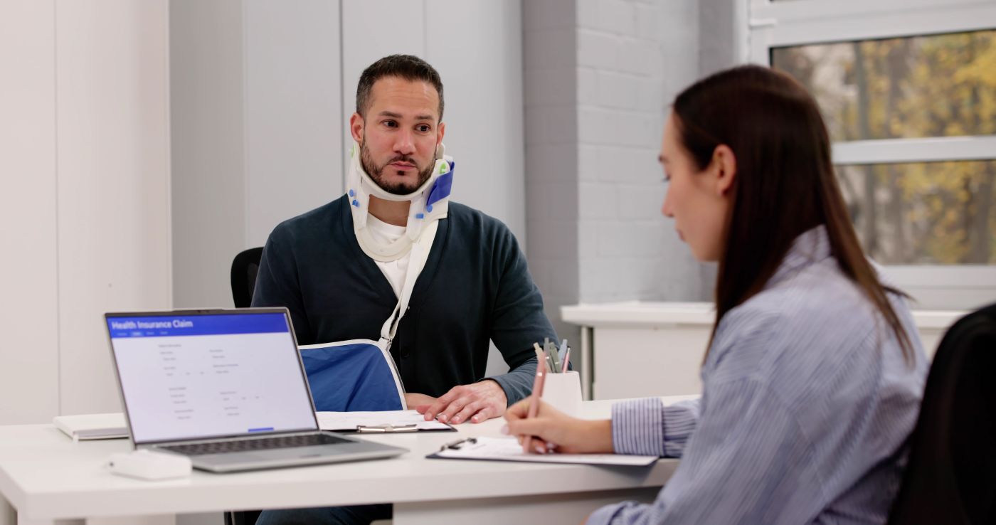 Injured person with insurance agent