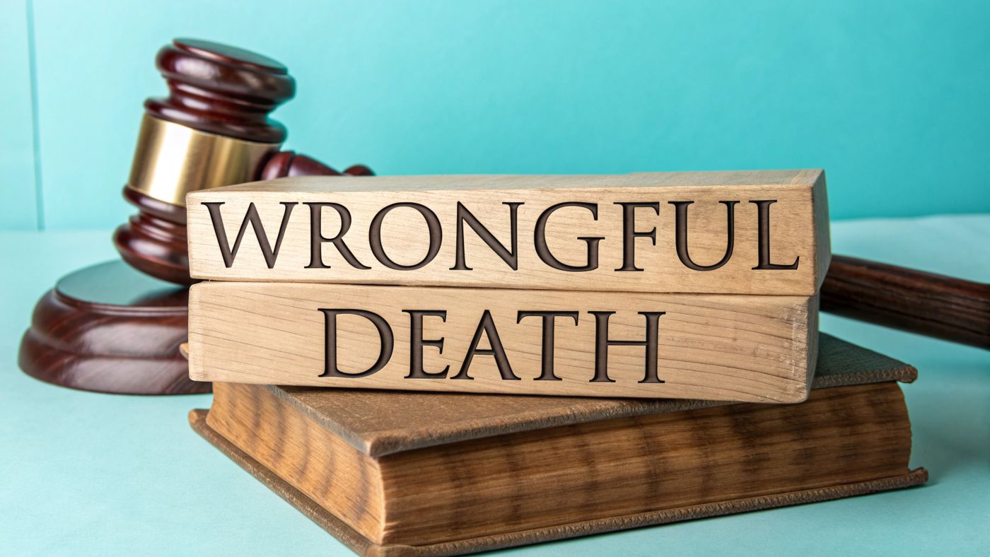 Wrongful Death words on wooden block with gavel