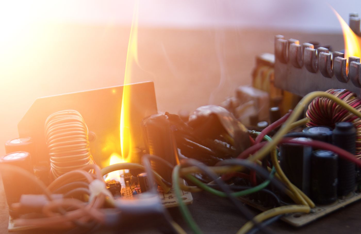 Fire on an electrical appliance