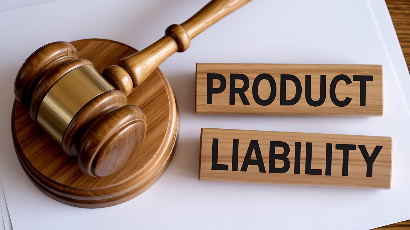 Product Liability word on wooden block with gavel