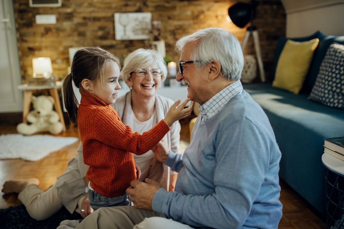 Cute girl with granparents
