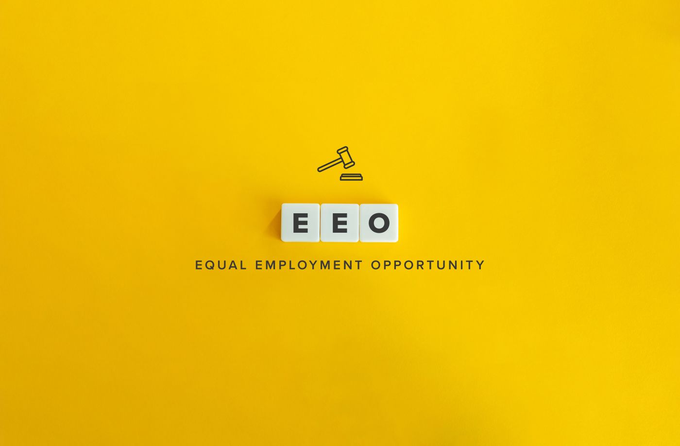 EEO - Equal Employment Opportunity Text on yellow background