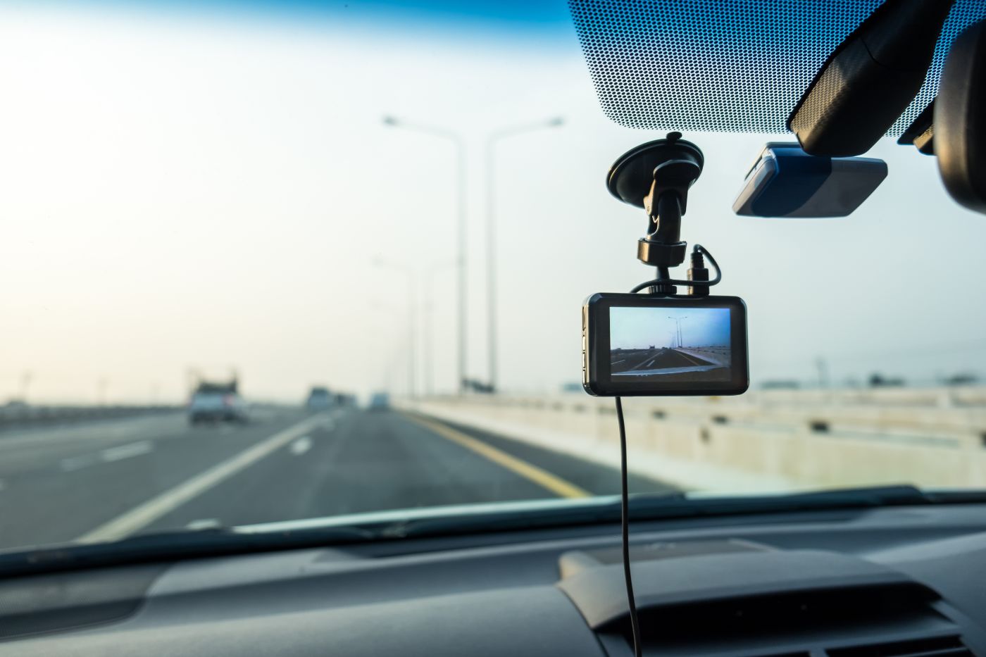 Dashcam attached on car