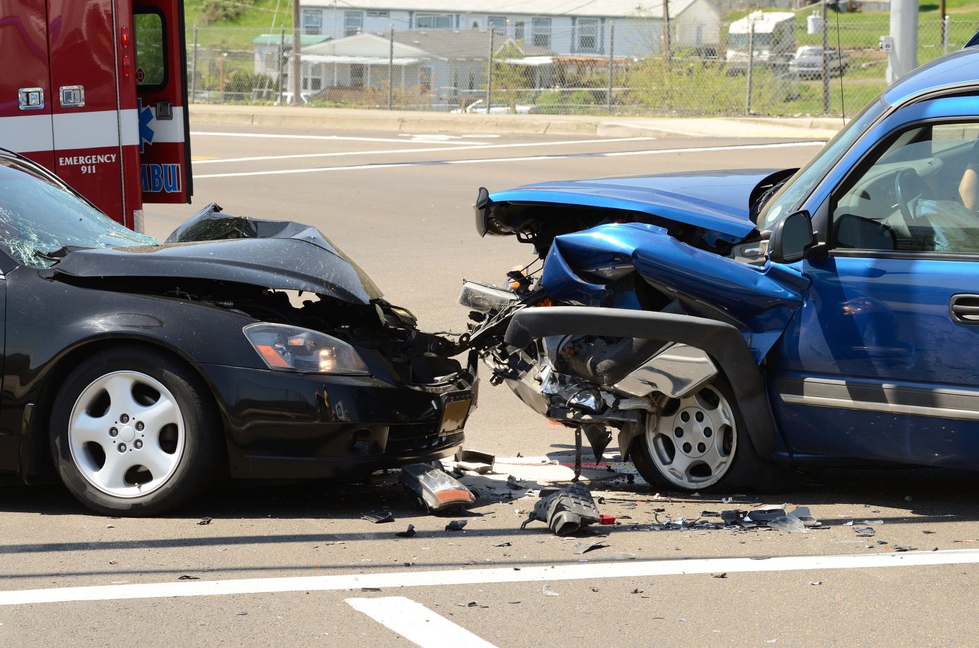 Collision between cars on road