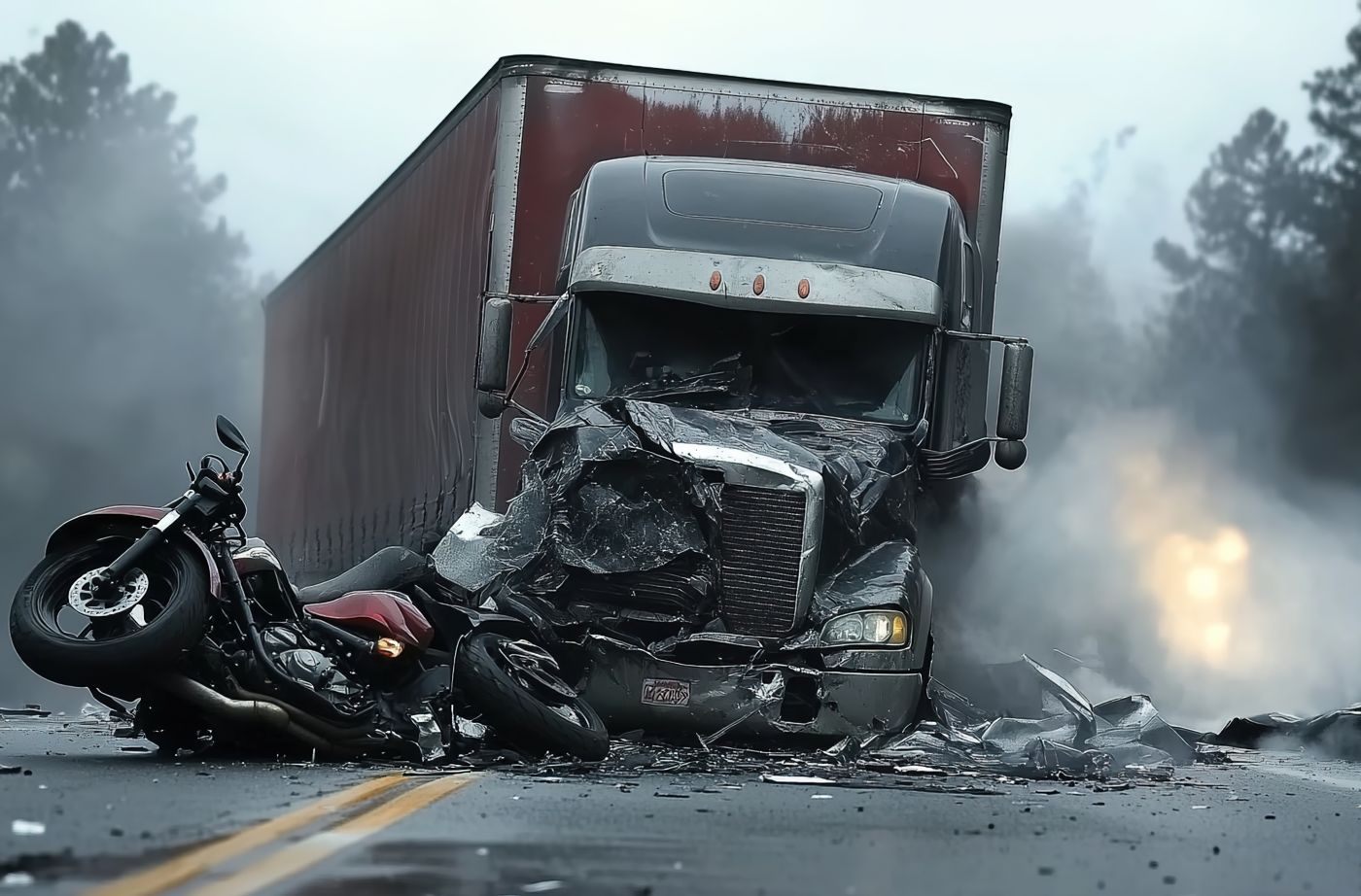 Truck accident on road