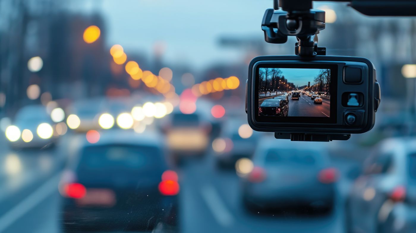 Car Dashcam Capturing Traffic Footage