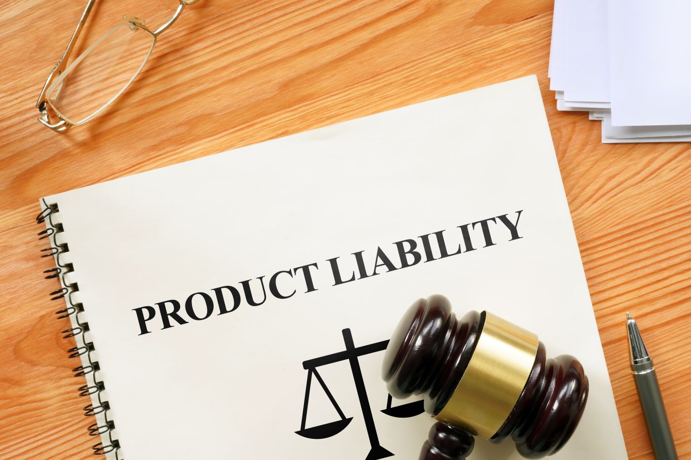 Product Liability notebook and gavel