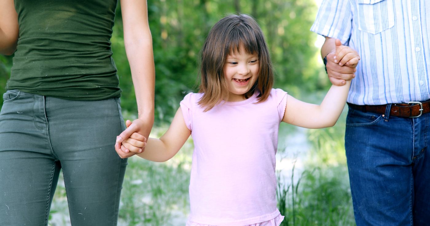 Special need child with her parents