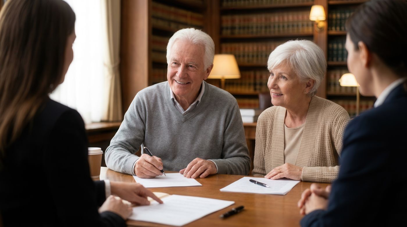 Senior couples consulting with attorney for estate planning