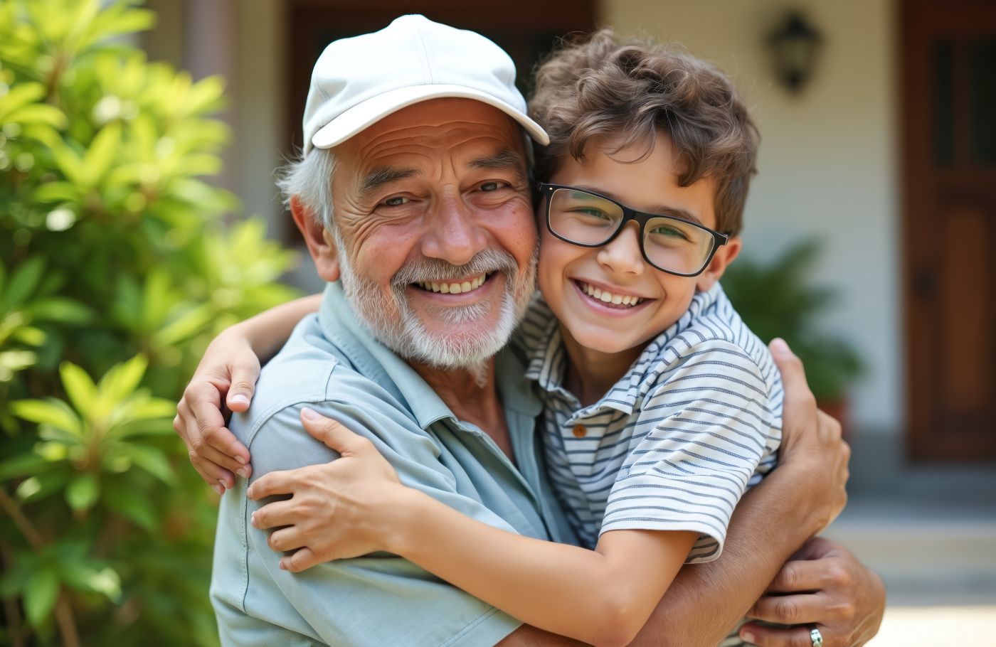 Cute child with his grandffather