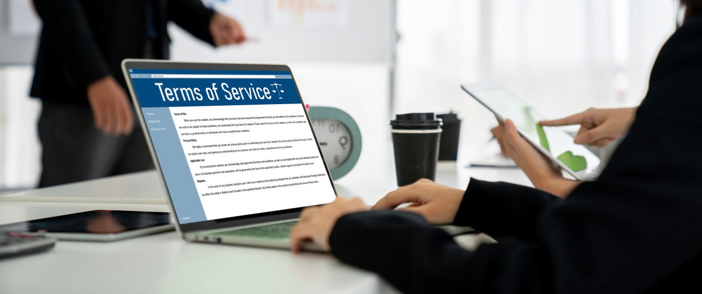 User reading website Terms of Service