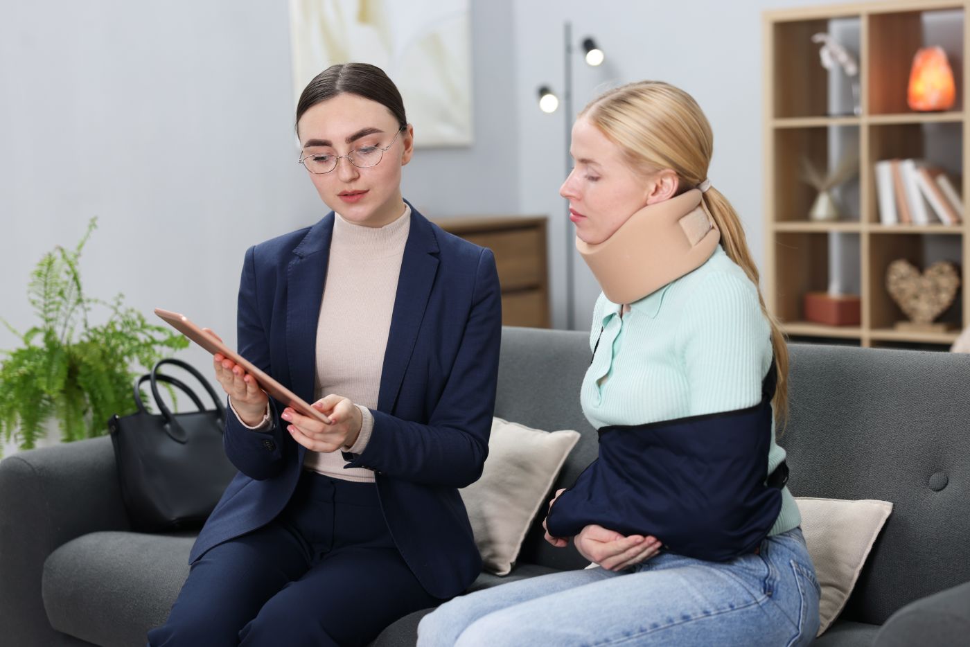 Injured women with attorney