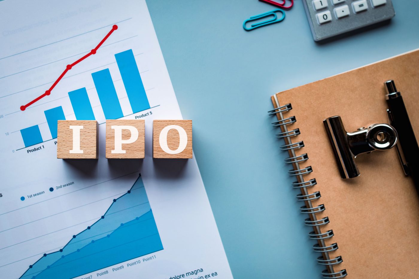 IPO word on wooden cube on top of financial chart