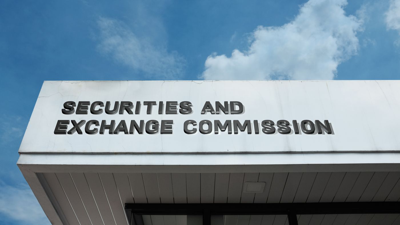 Securities and Exchange Commission word signage