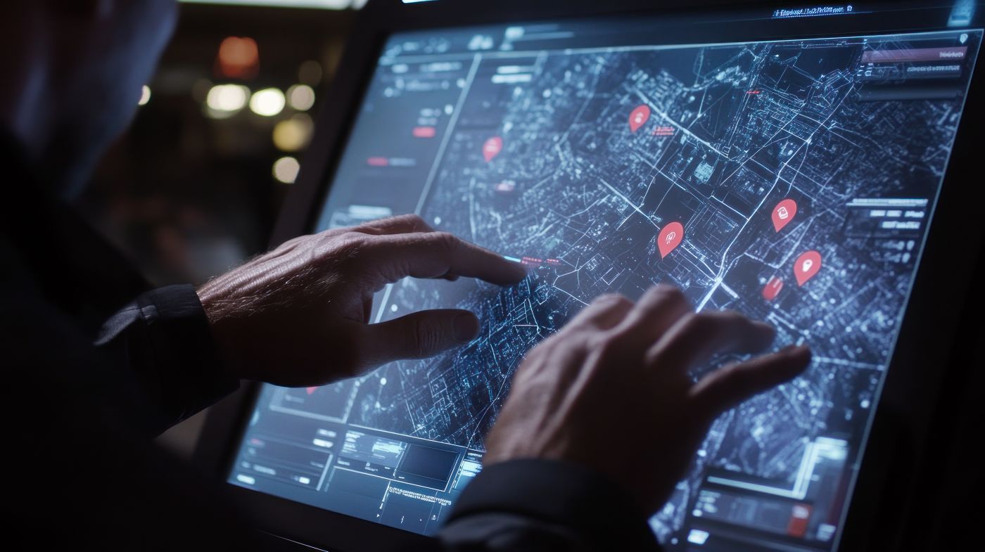 Man tracking location on screen