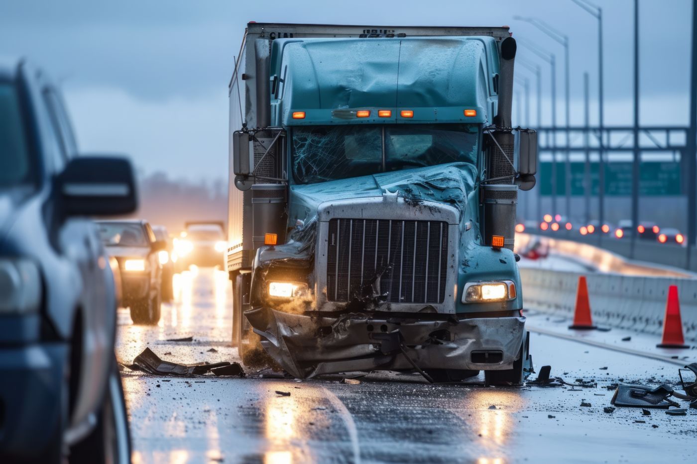 Truck crash on highway