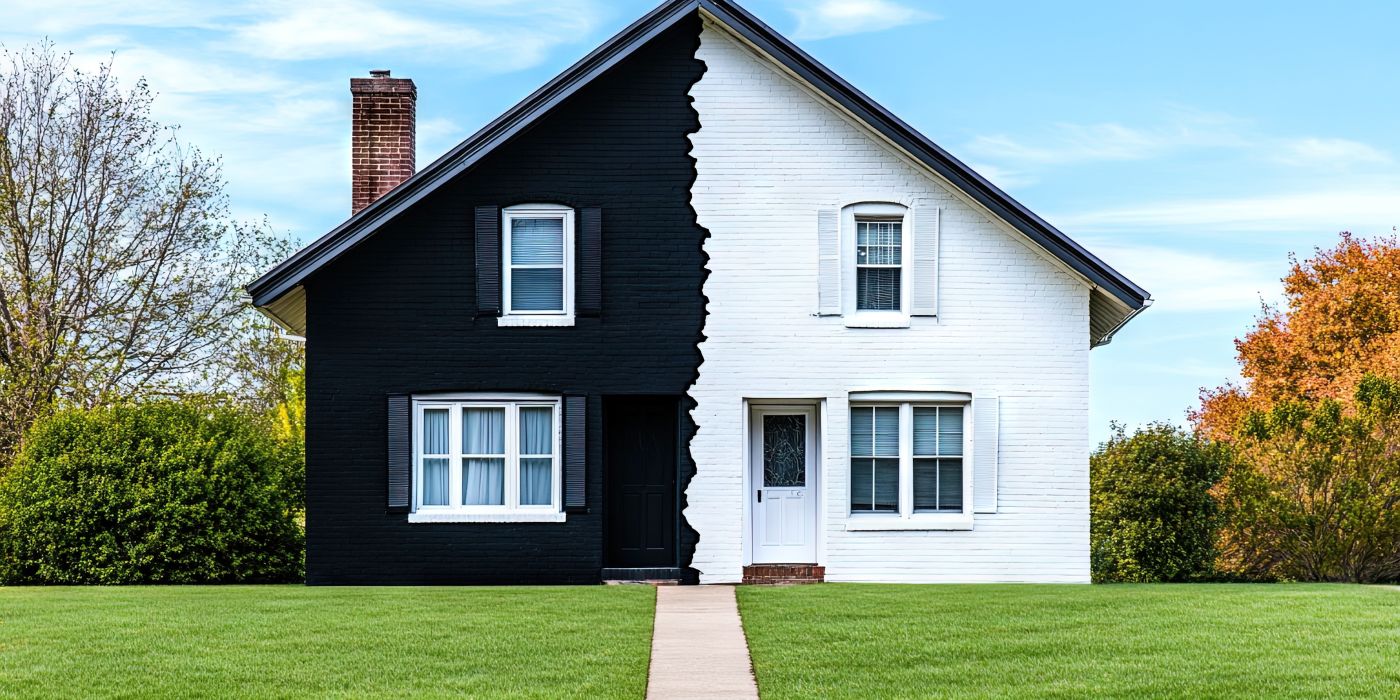 House divided into two colors