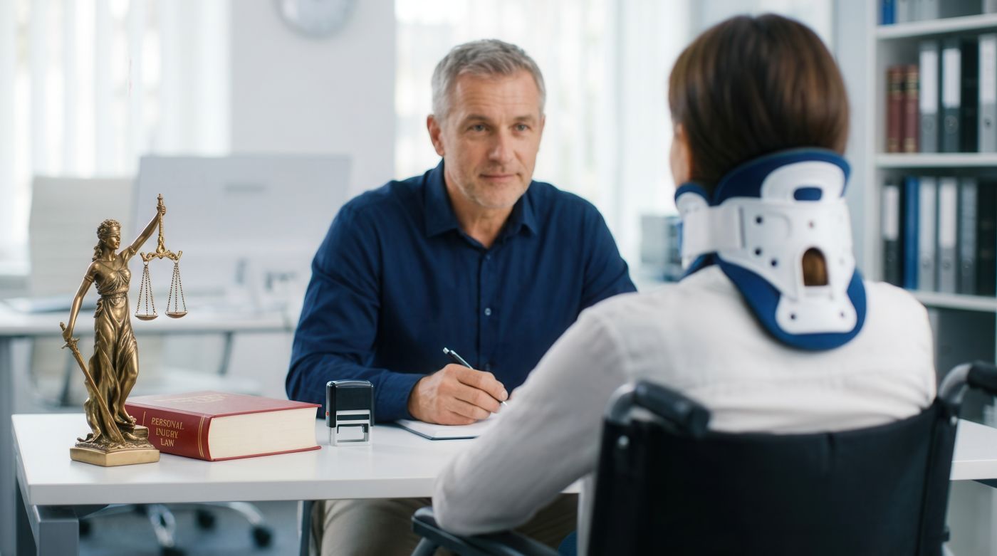 Injured women with attorney