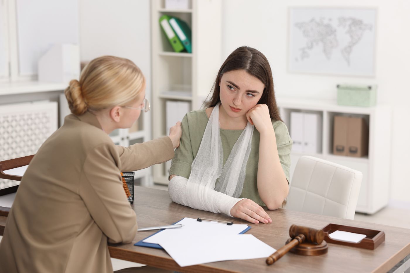 Injured women with attorney