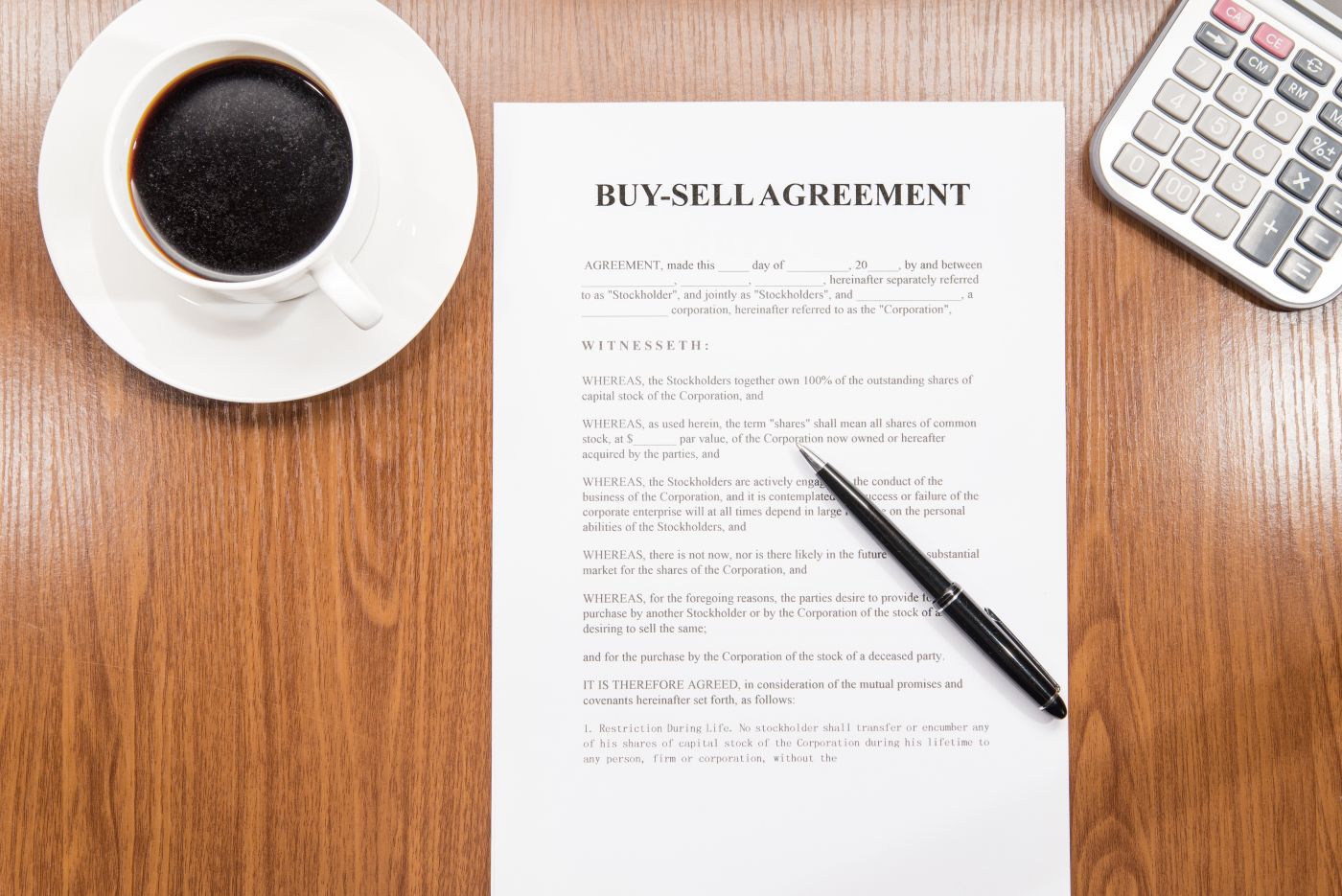 Buy Sell Agreement at Table