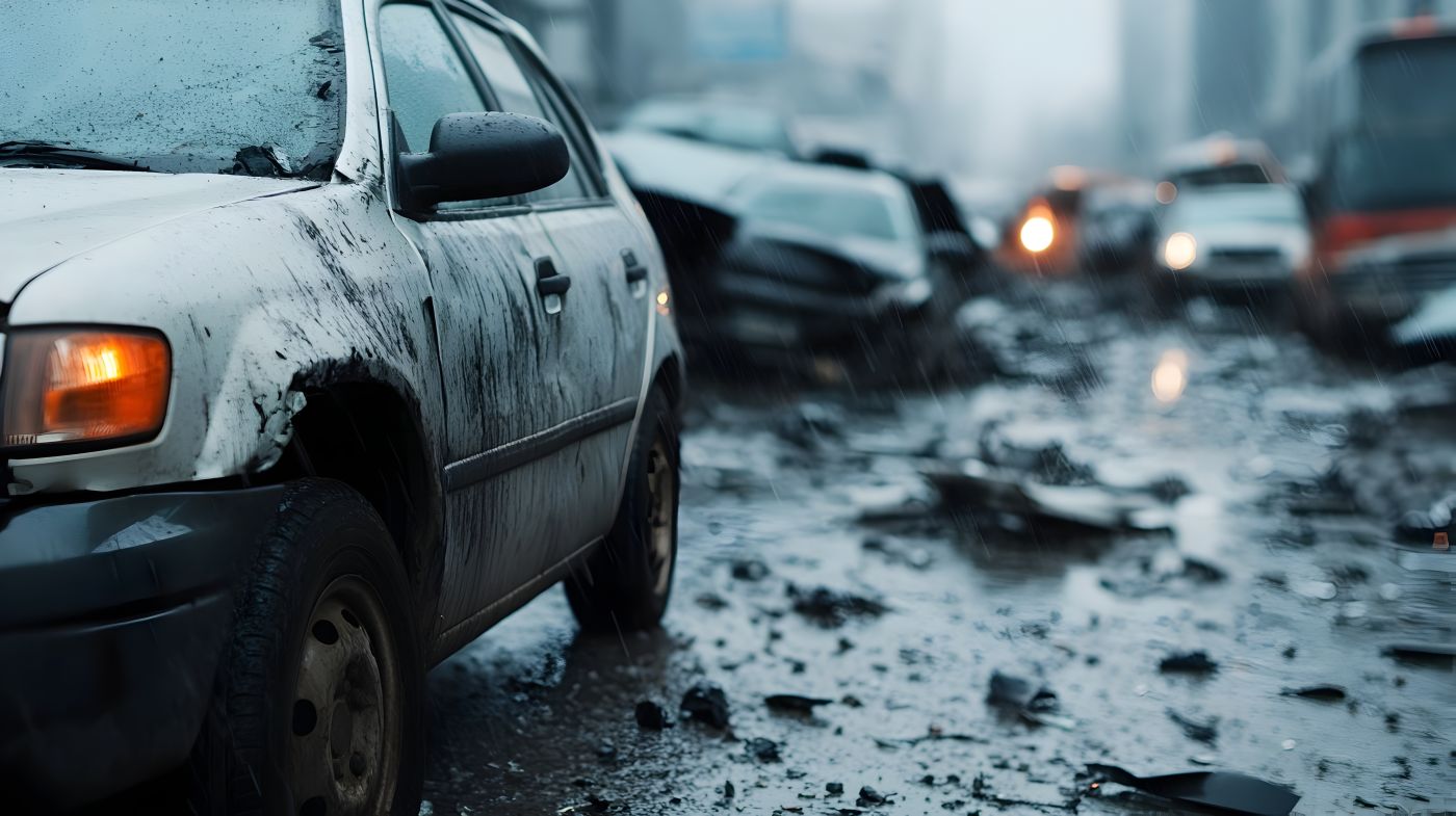 Multi vehicle pile-up accident