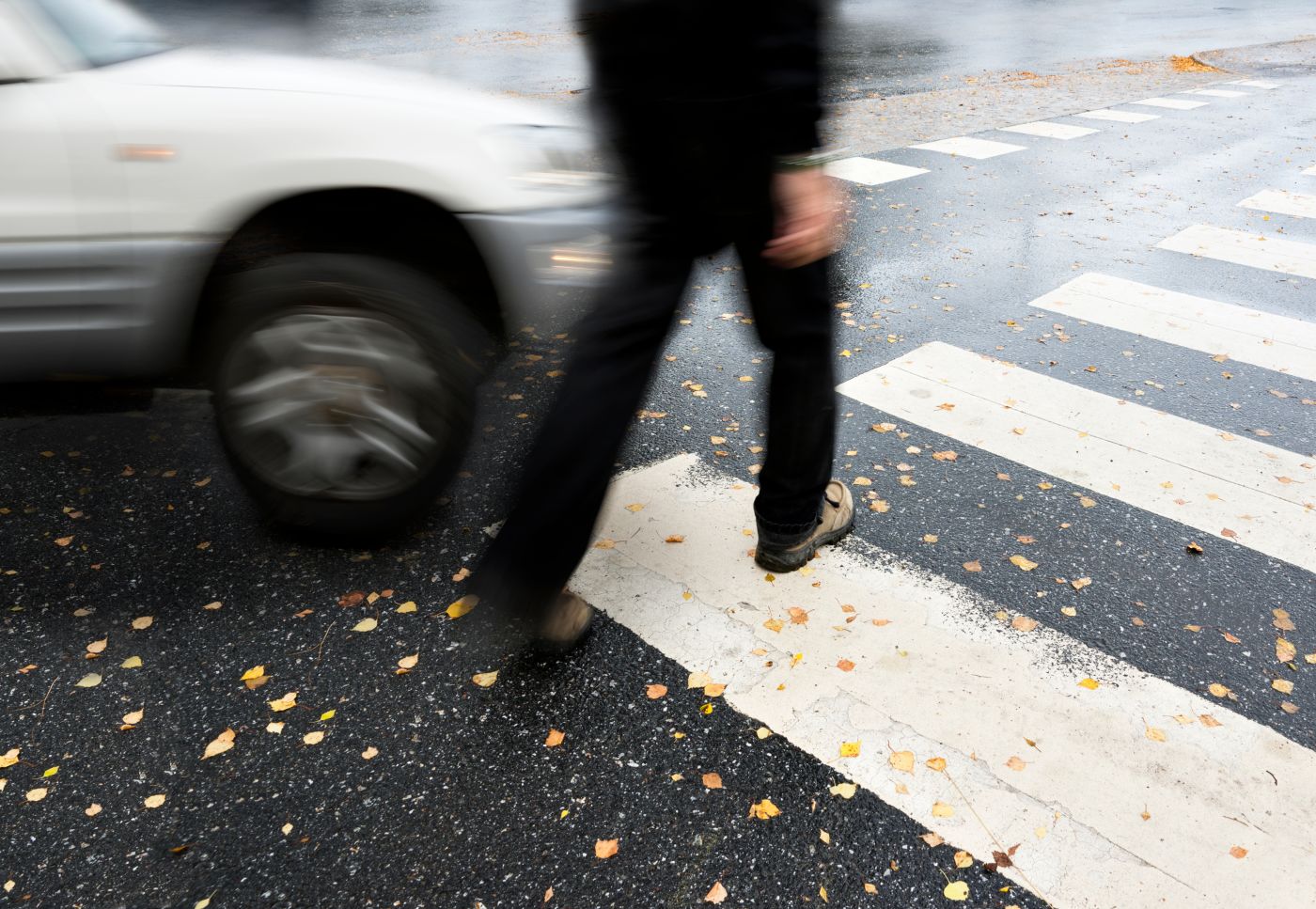 Pedestrian about to collide with car