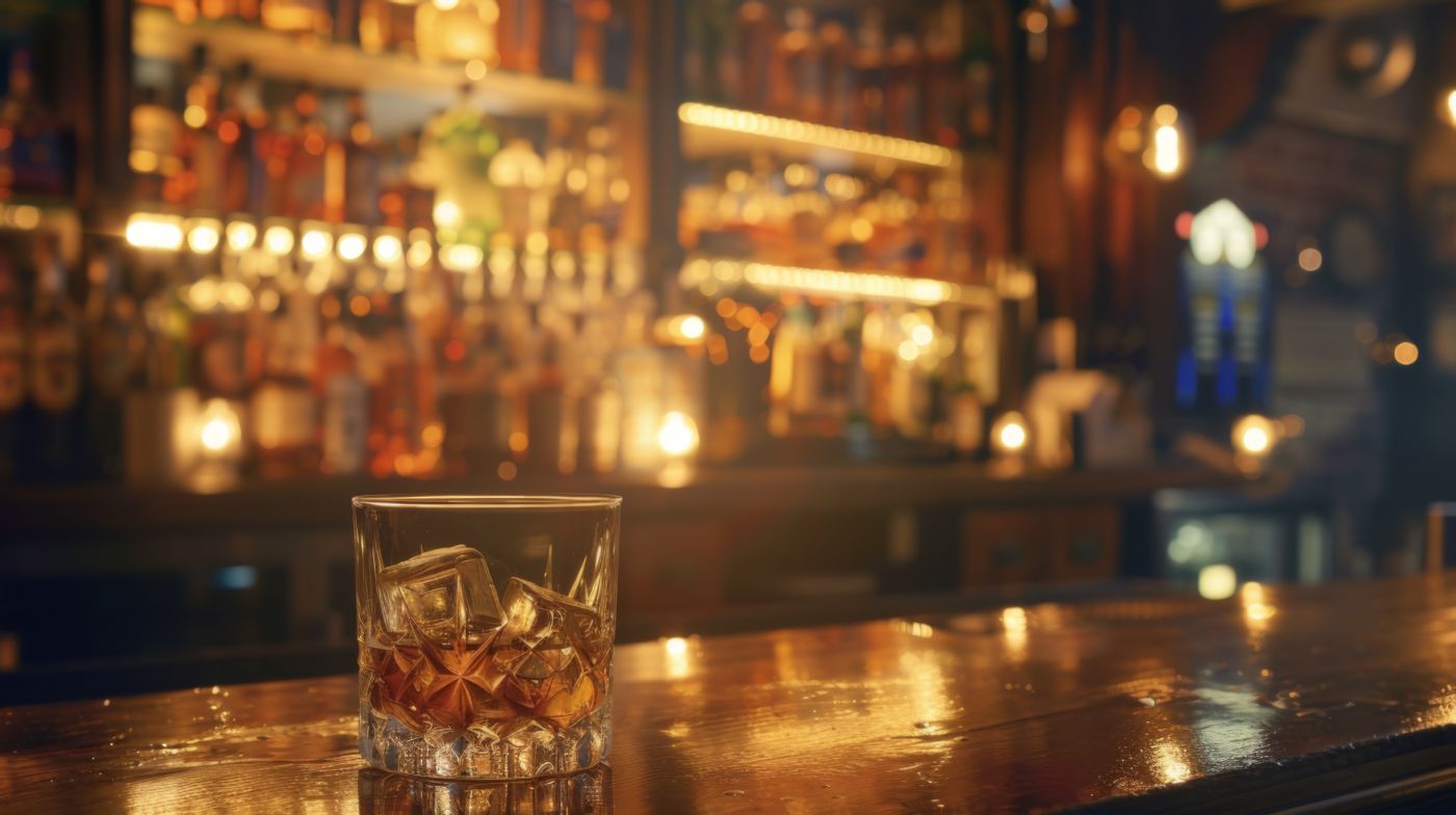 Glass of Alcohol in dram shop