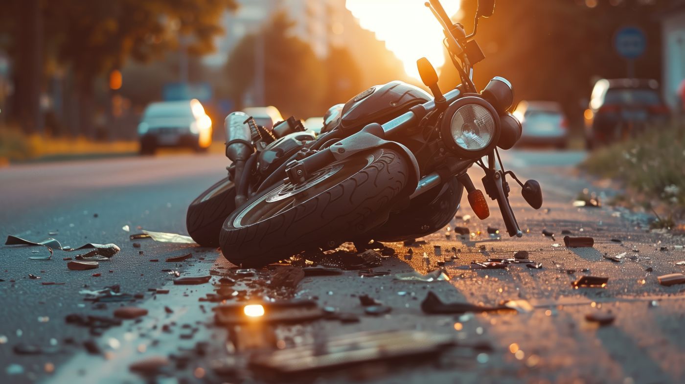 Motorcycle crash on highway