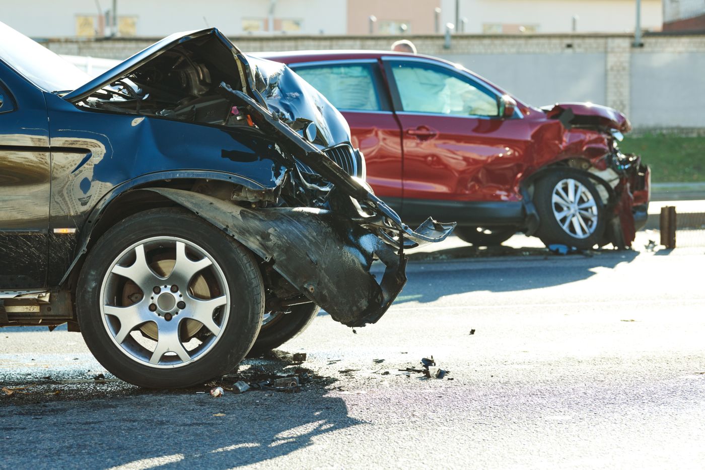 Damaged Car after accident on road