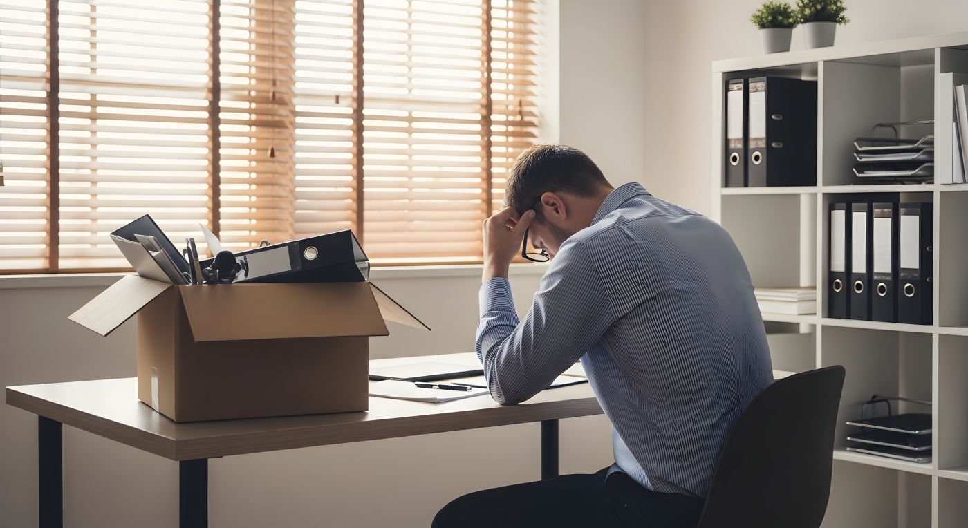 Sad employee after getting terminated from work