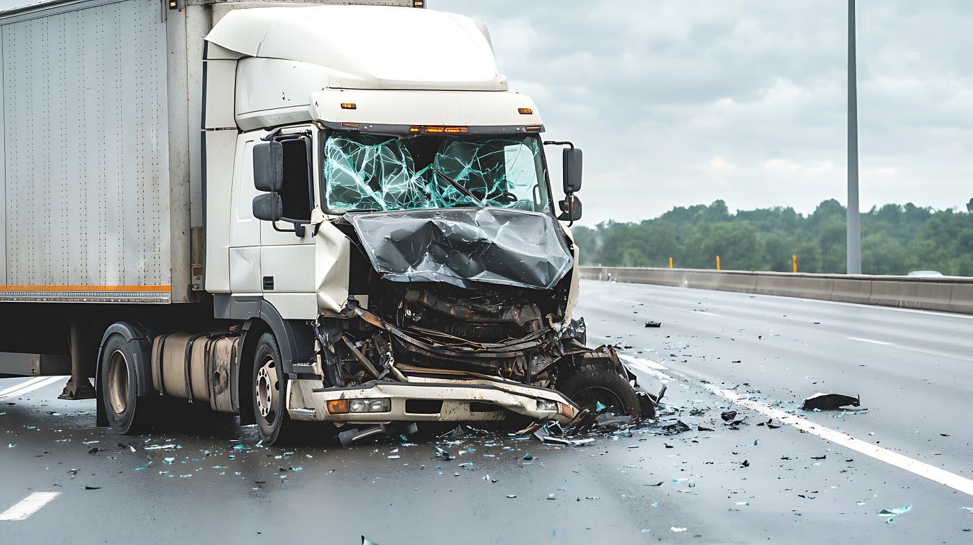 Crashed Truck on highway