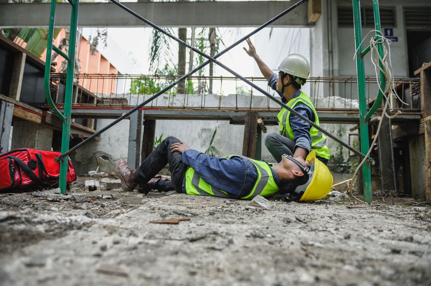 Injured person at a construction site