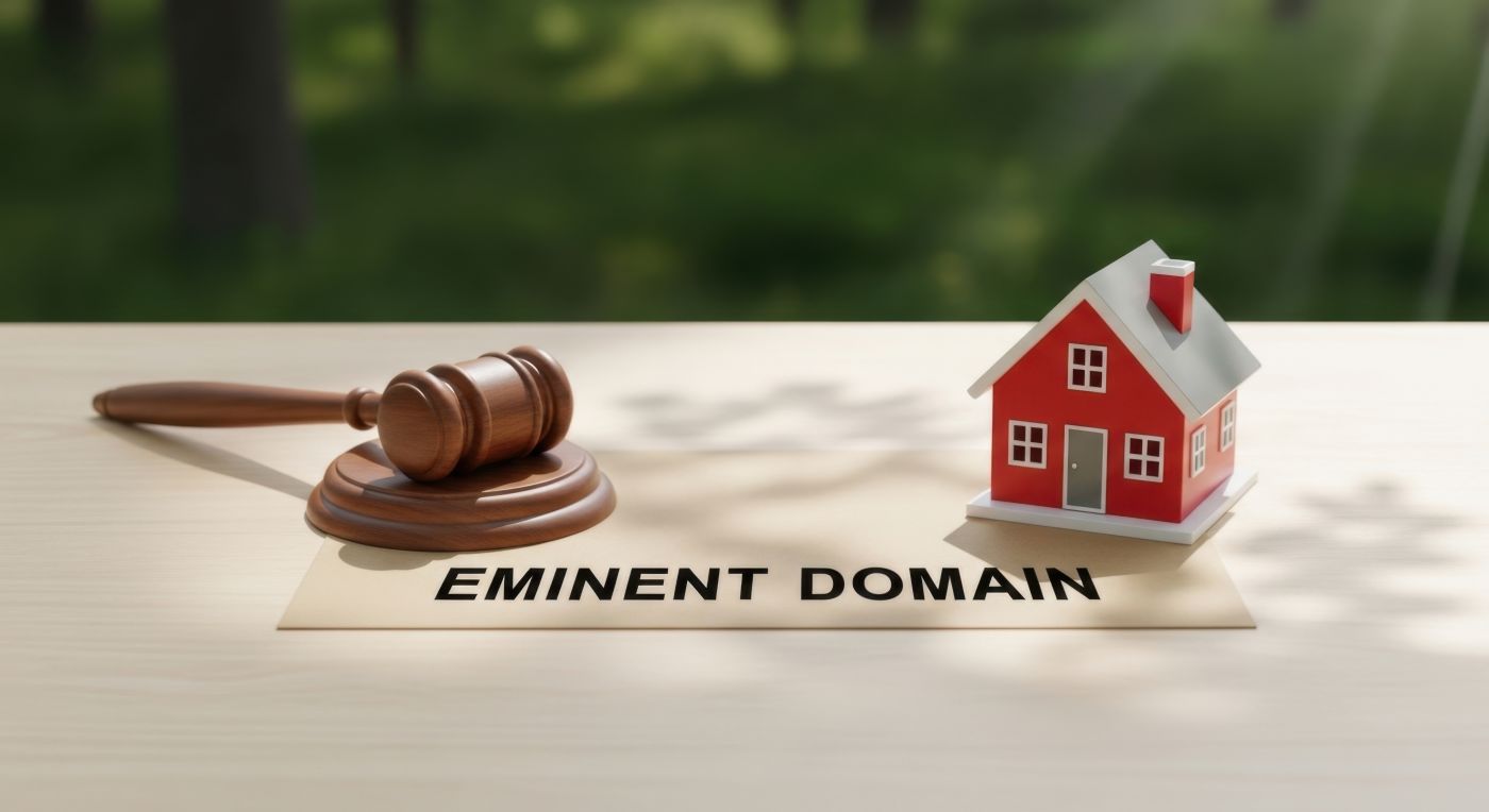 Eminent Domain Concept With Gavel And Miniature House
