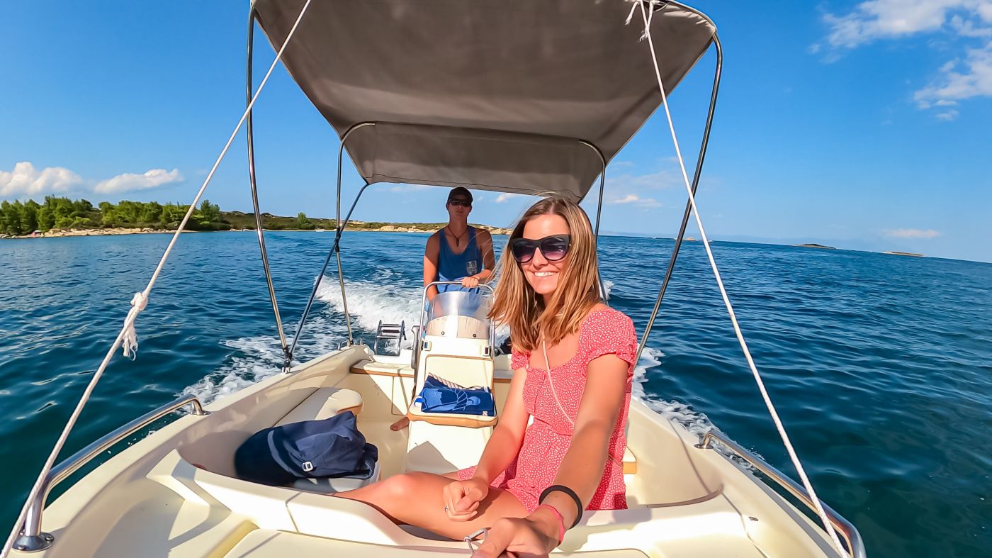 Couples enjoying boat ride