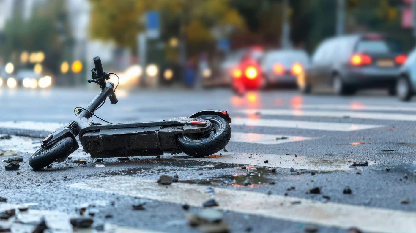 Electric Scooter accident on road