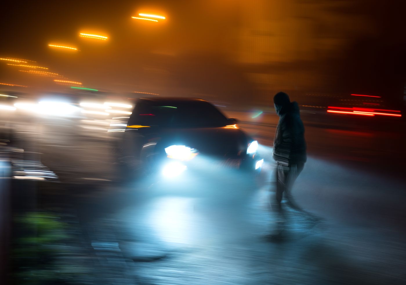 Moments before car accident with pedestrian