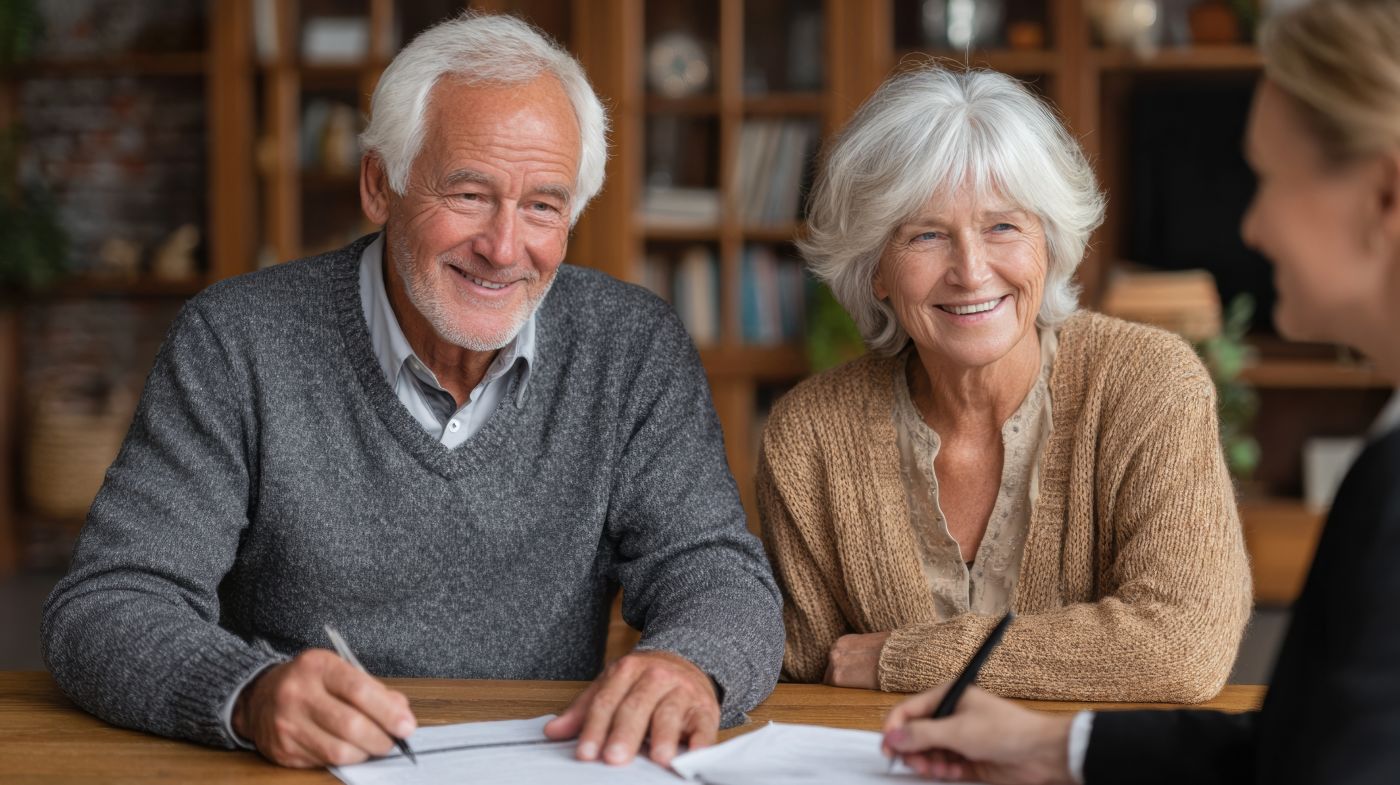 Senior couple preparing estate plan