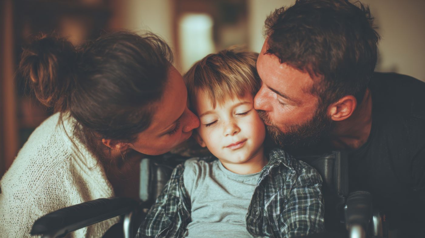 Loving Parents Embracing Their Child with Special Needs