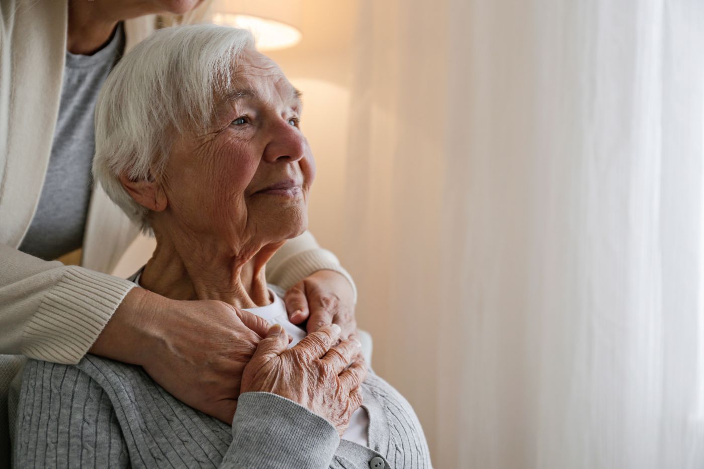 Senior women with her guardian