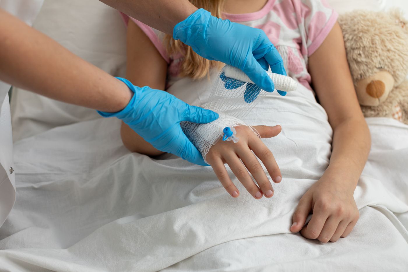 Child in hospital bed