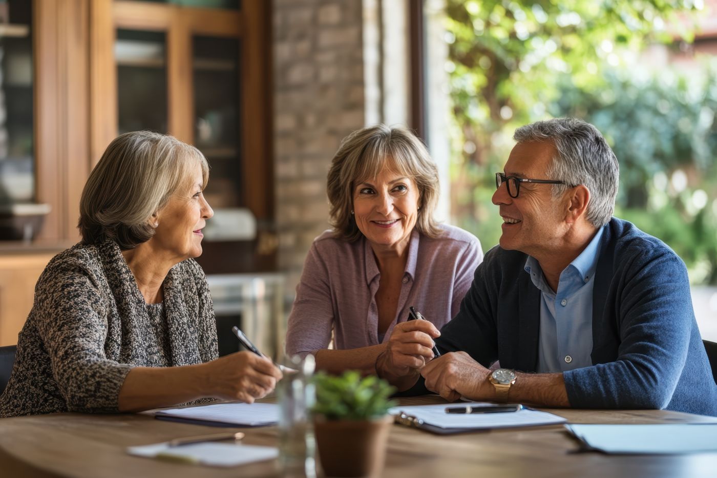 Senior couples consulting estate planning professional