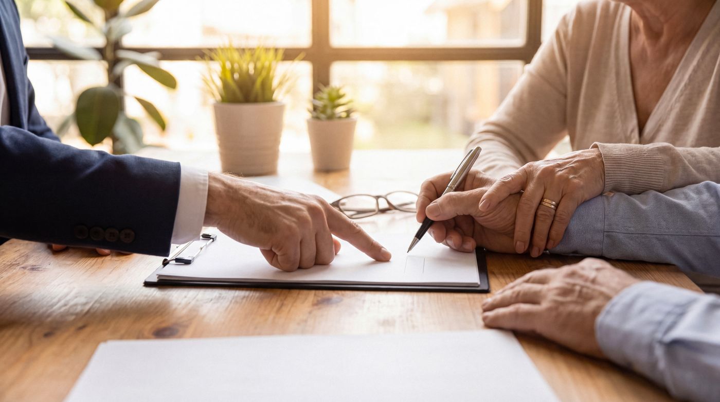 Couples signing estate planning document