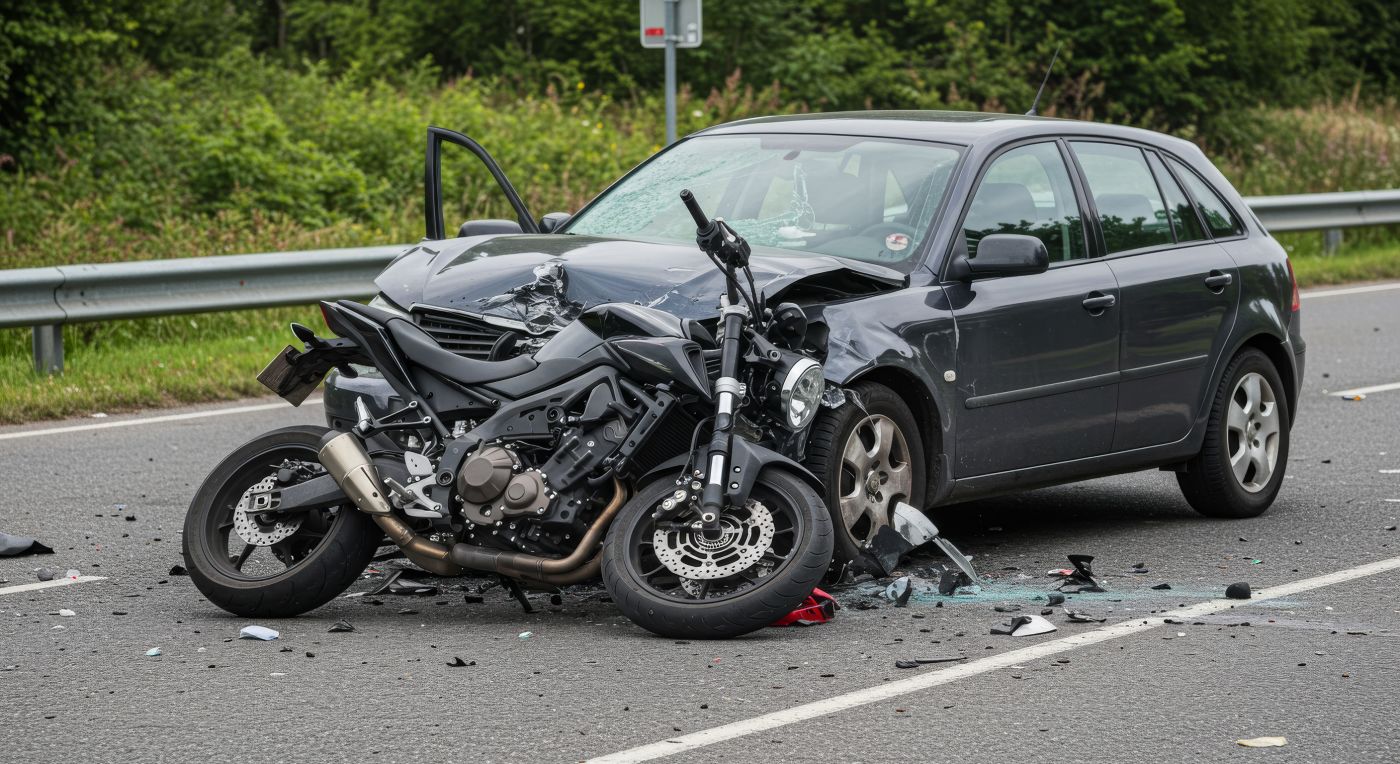 Collision between car and Motorcycle