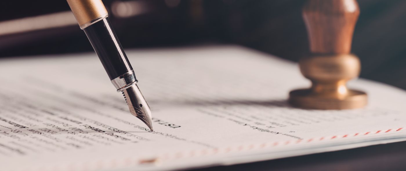 Last will document with pen and notary stamp