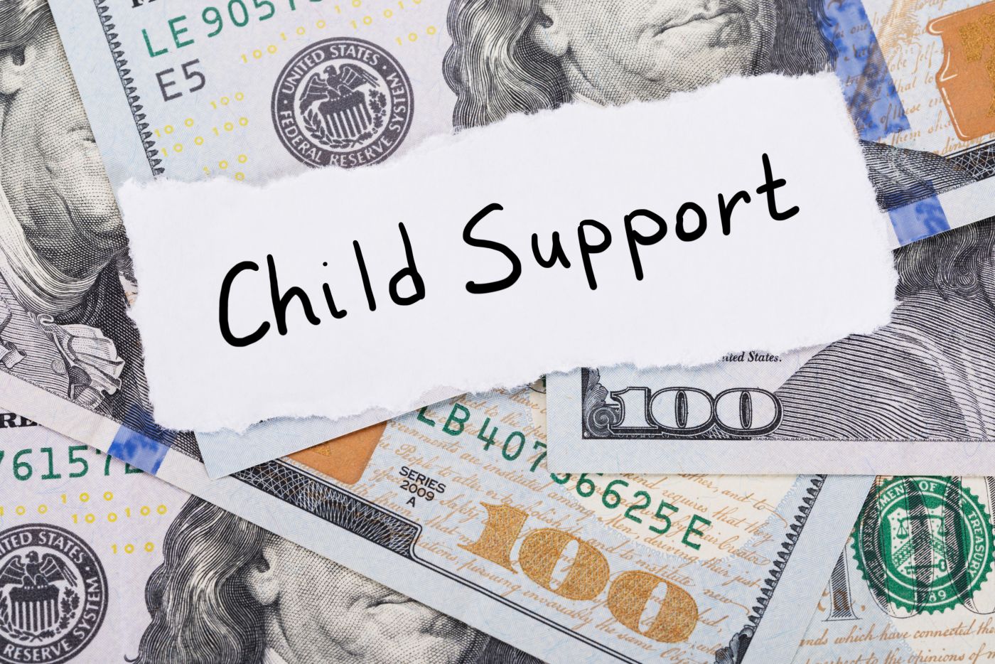 Child Support Note on dollar bill