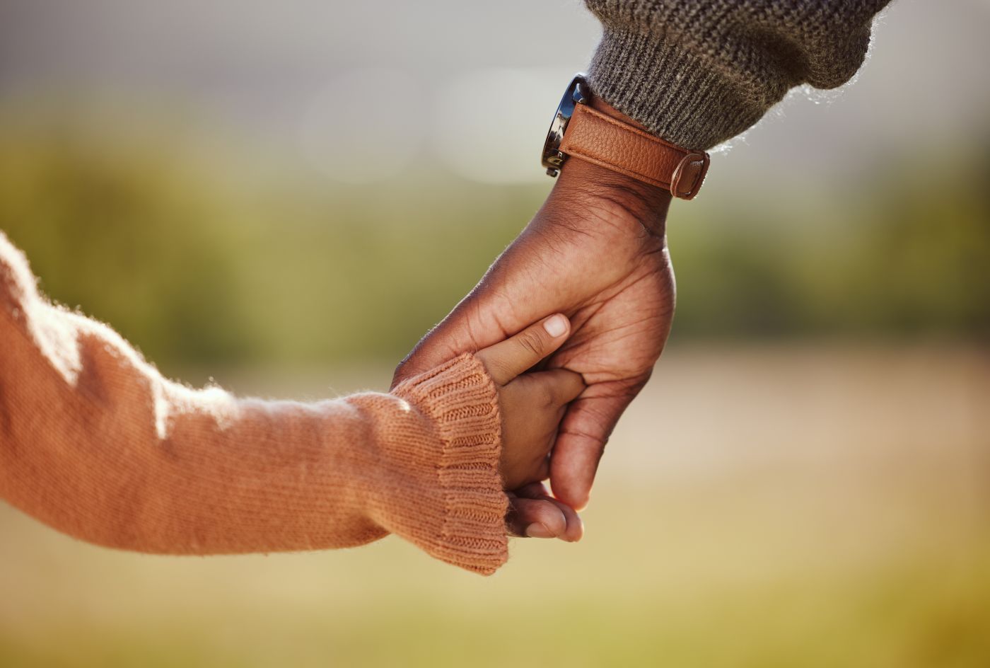 Parent holding hands of a little girl